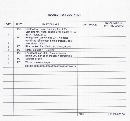 RFQ OFFICE AND KITCHEN EQUIPMENT2