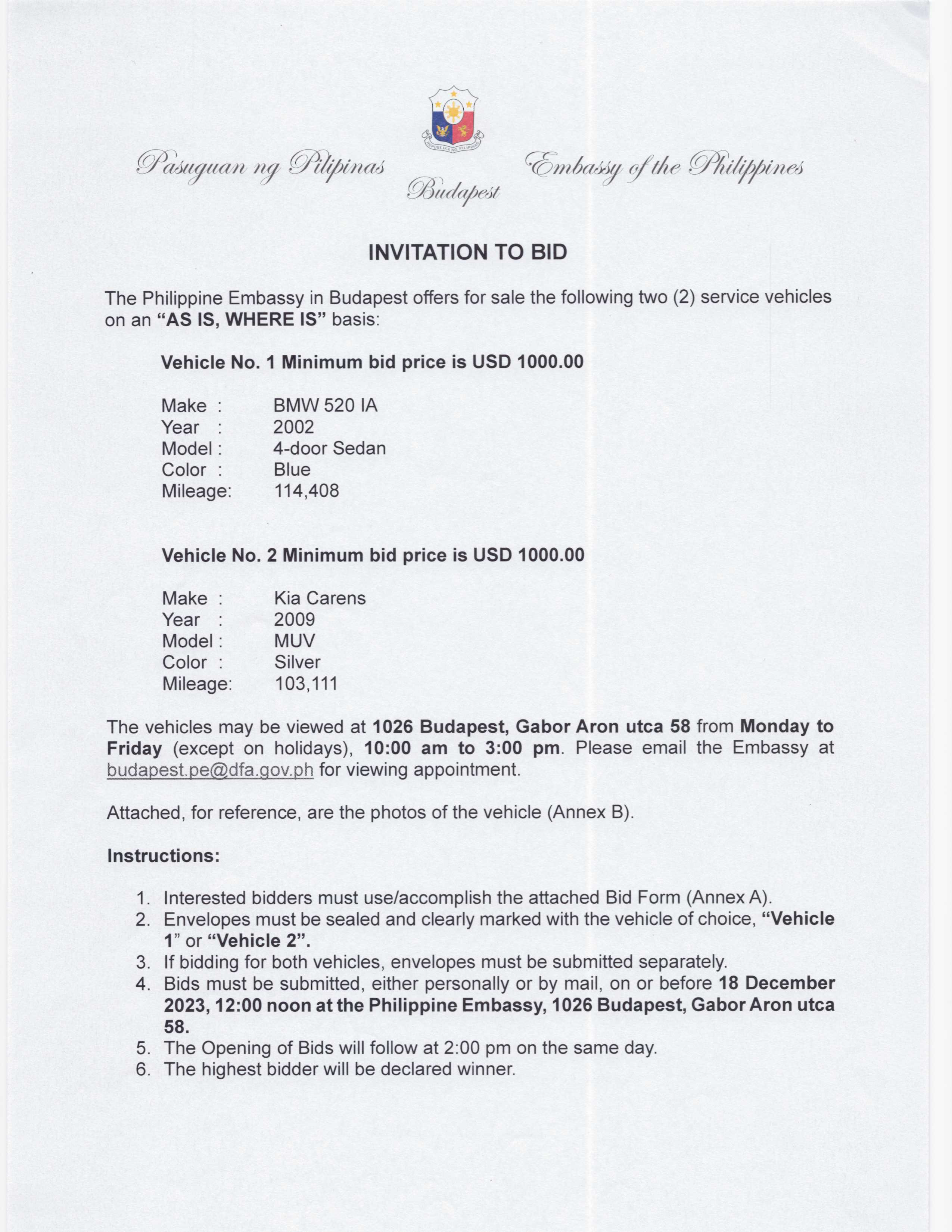 INVITATION TO BID Page 1