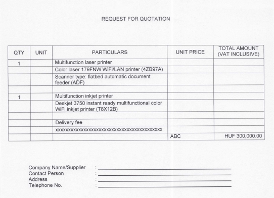 RFQ Multifunction printers2