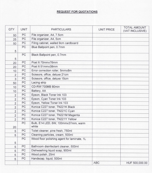 RFQ VARIOUS OFFICE SUPPLIES2