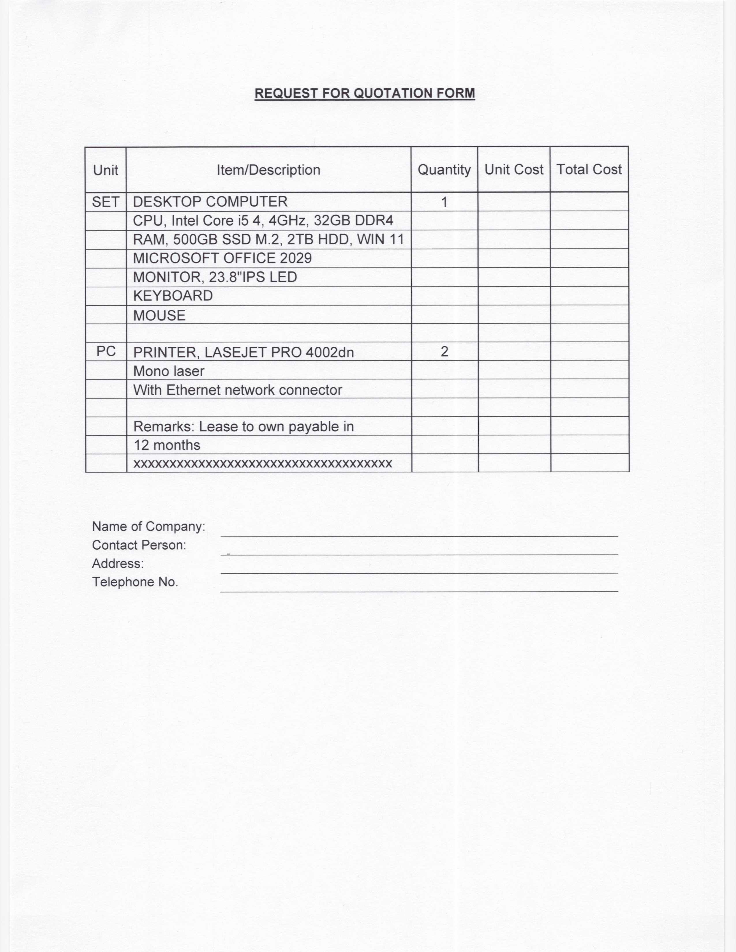 RFQ DESKTOP COMPUTER Page 2