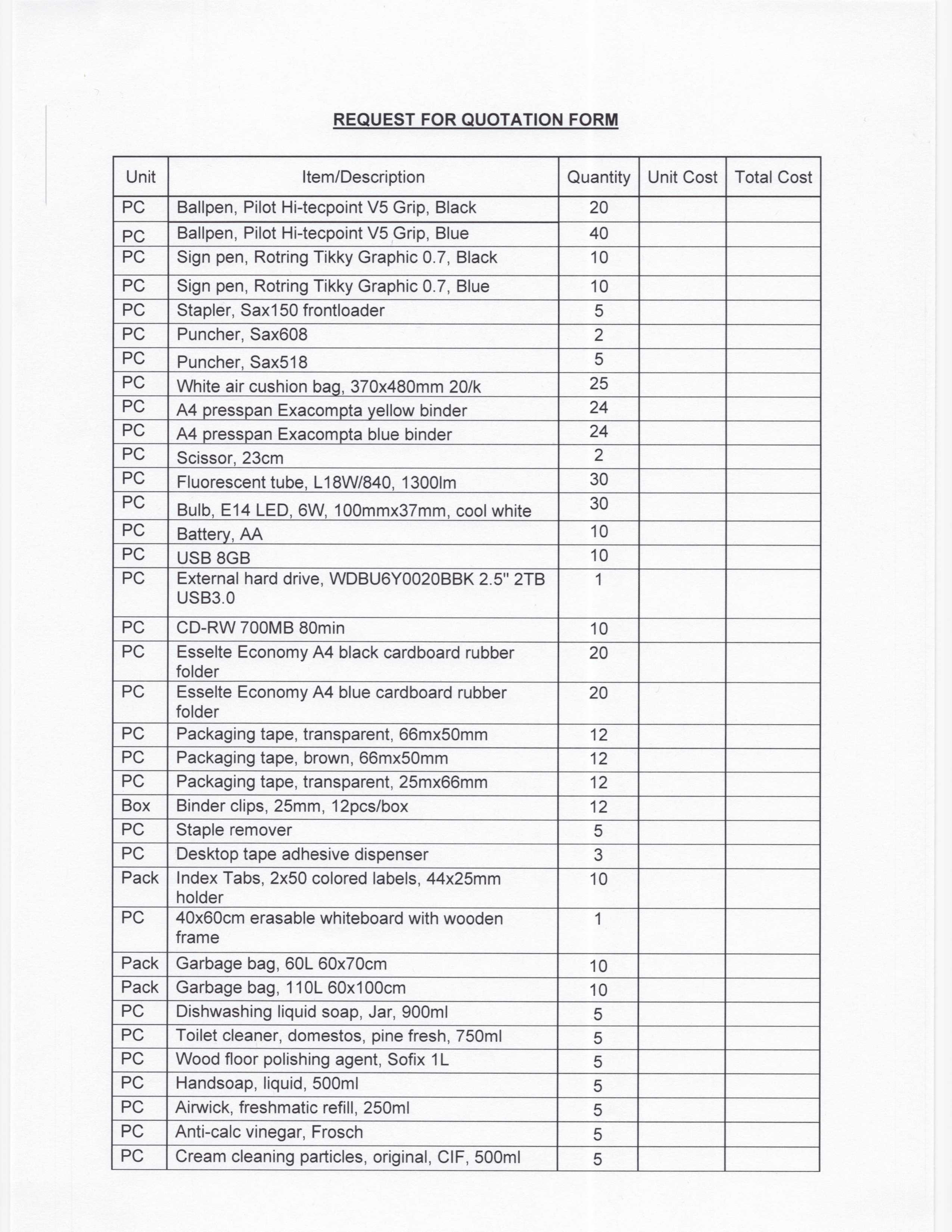 RFQ VARIOUS OFFICE SUPPLIES 2024 Page 2